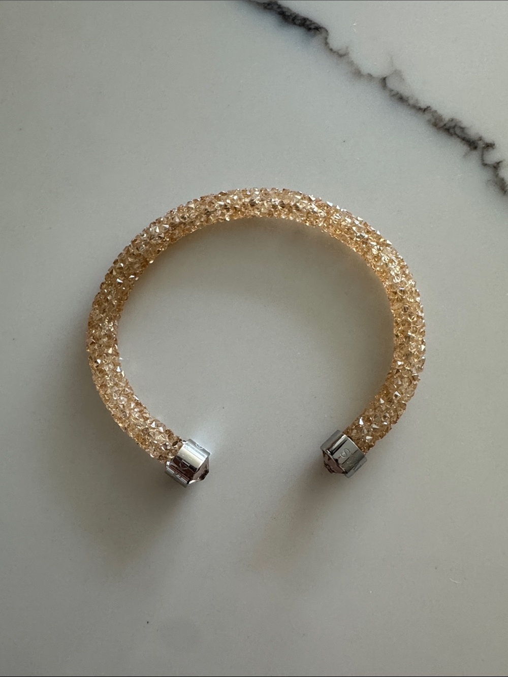 Swarovski Crystaldust Cuff Bracelet Gold Champagne Crystal Rock Bangle
